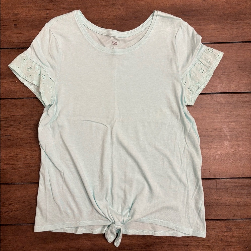 SO Teal Girls Tie Front T-Shirt
